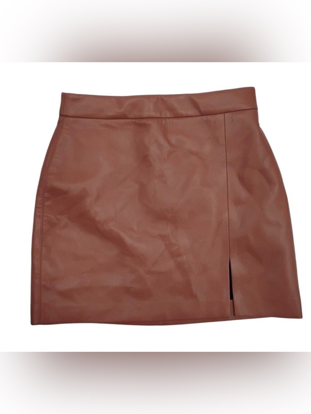 Aritzia Wilfred Patio Vegan Leather Mini Skirt Brown Size 0 NWOT